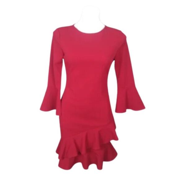 Lulus Sensational Statement Red Ruffled Bodycon Dress Size Small - Picture 16 of 16